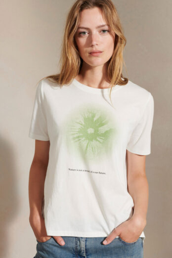 t-shirt-luisa-cerano-bawełna miękki biały zielony nadruk butik luisa bydgoszcz