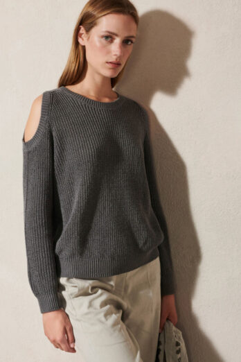 sweter-luisa-cerano-modowy grafitowy z wycieciami elegancki butik lusia bydgoszcz