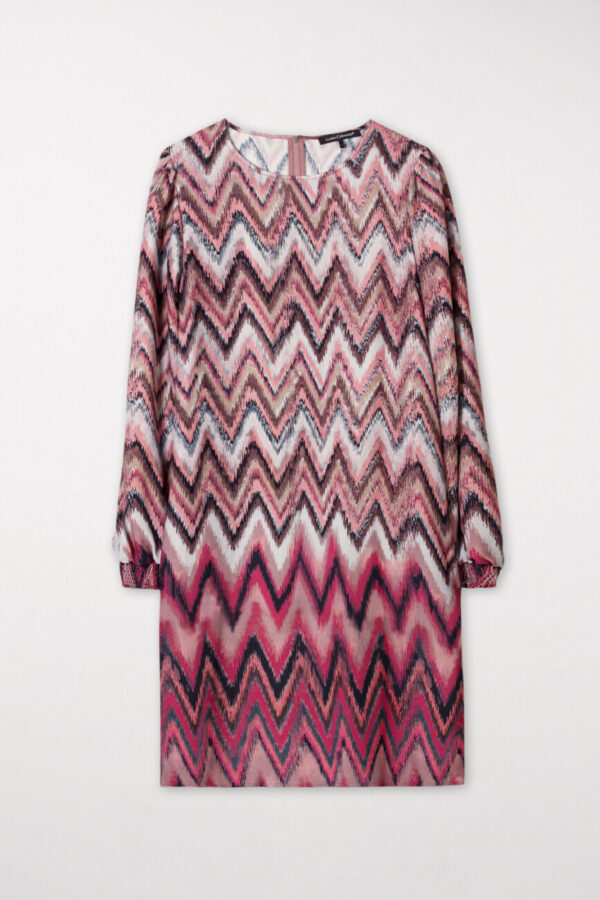 suknia-luisa-cerano-prosta przewiewna ekskluzywny print okragly dekolt butik luisa
