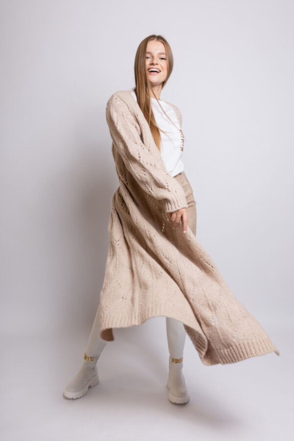 sweter-sem-per-lei-ażurowy otwarty bez guzików długi butik luisa bydgoszcz
